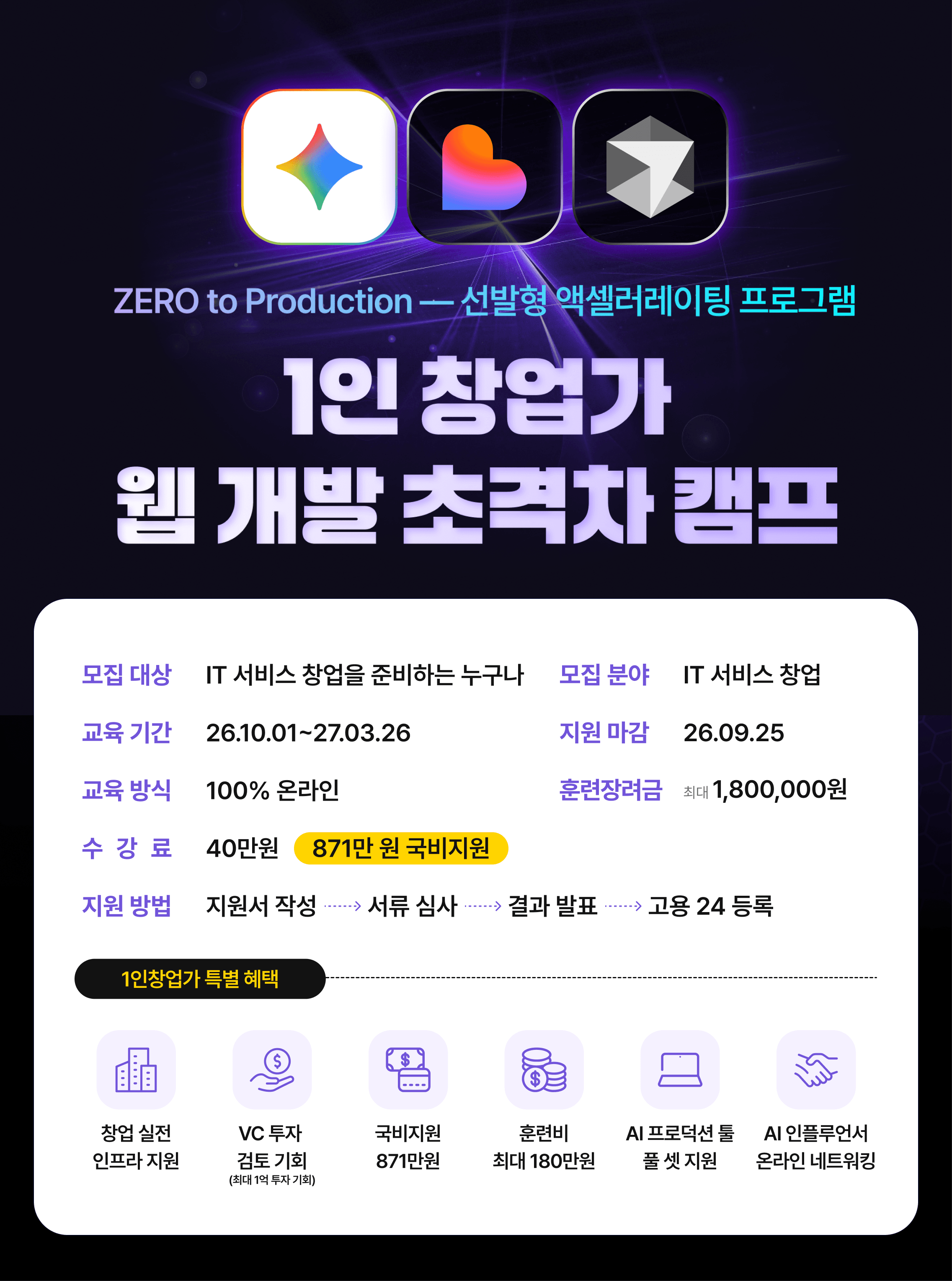 [국비지원] AI 기반 서비스 개발·사업화 1인 창업가 캠프 7기 모집 공고 이미지