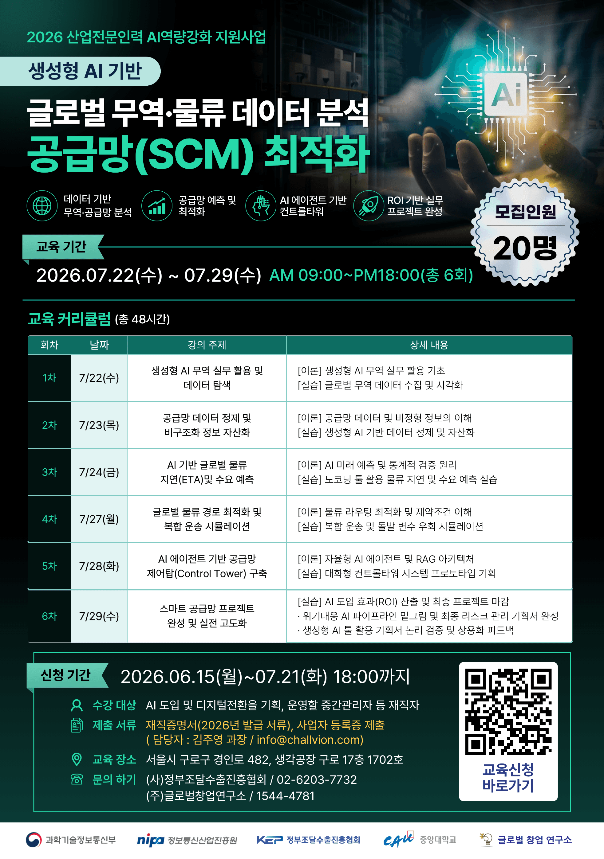 2026 생성형 AI 기반 글로벌 무역·물류 데이터 분석 공급망 최적화 교육 모집 공고 이미지