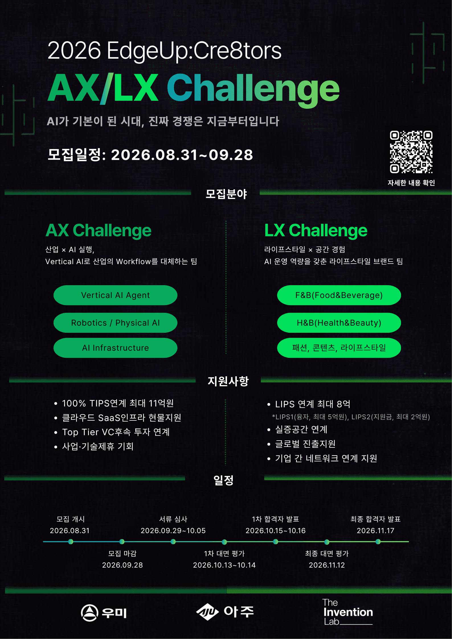 [투자연계&사업화] 더인벤션랩 2026 엣지업 크리에이터스 4기 AX/LX Challenge  모집공고 공고 이미지