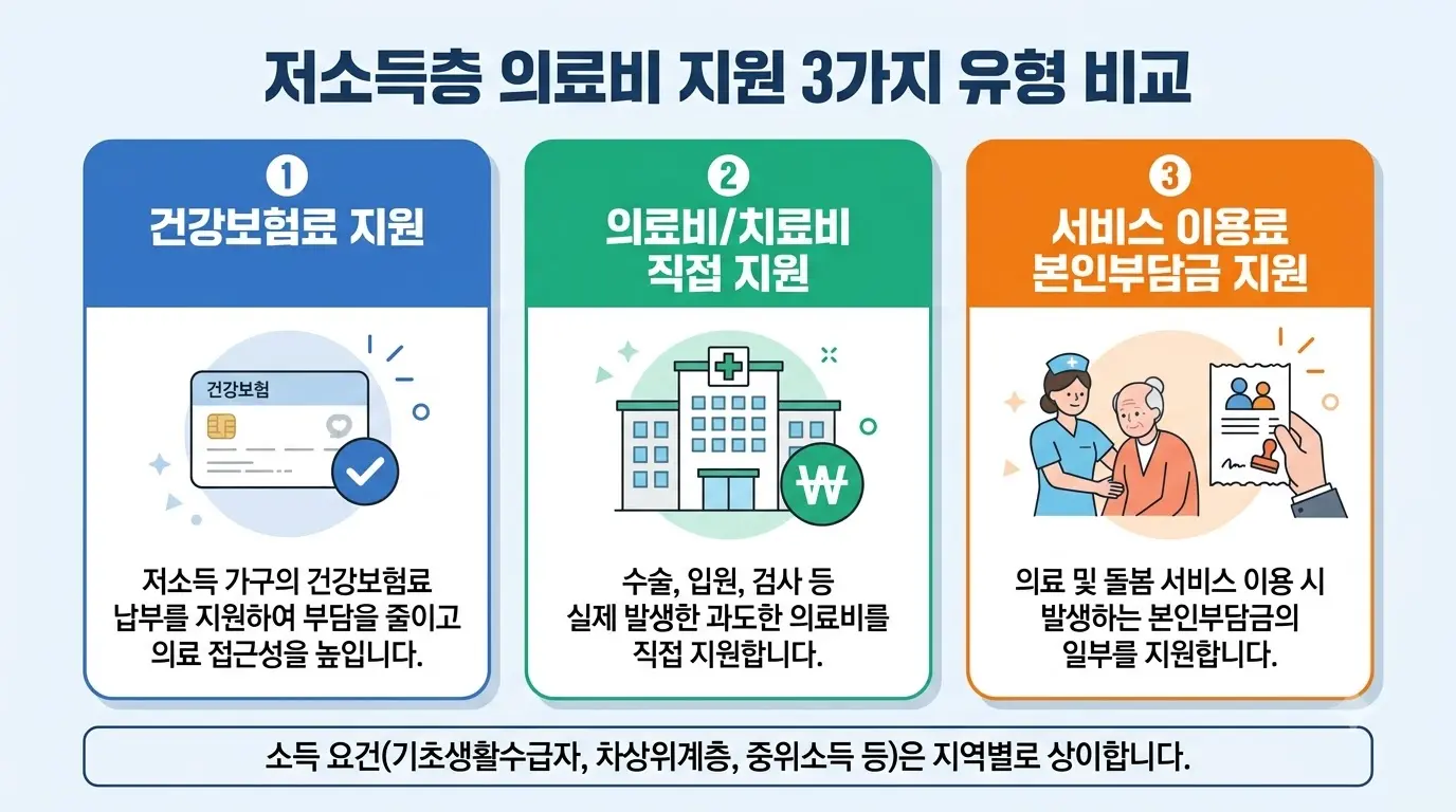 저소득 의료비 지원 유형별 한눈에