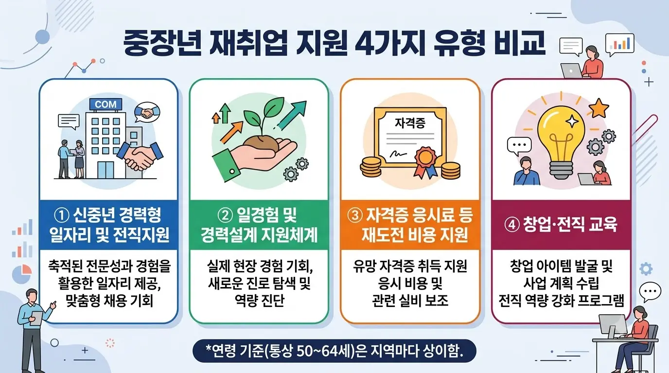 중장년 재취업 지원 유형별 한눈에